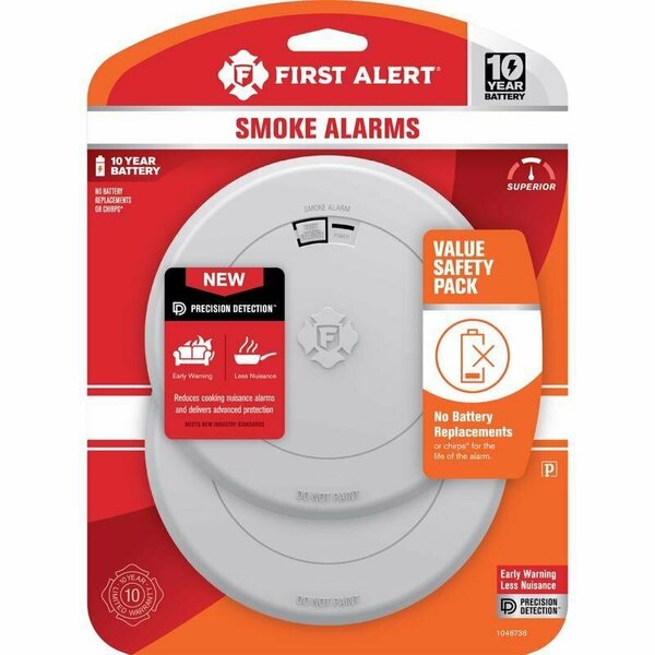 First Alert 2 Pack 10 year Battery-Powered Photoelectric Smoke Detector 1046736